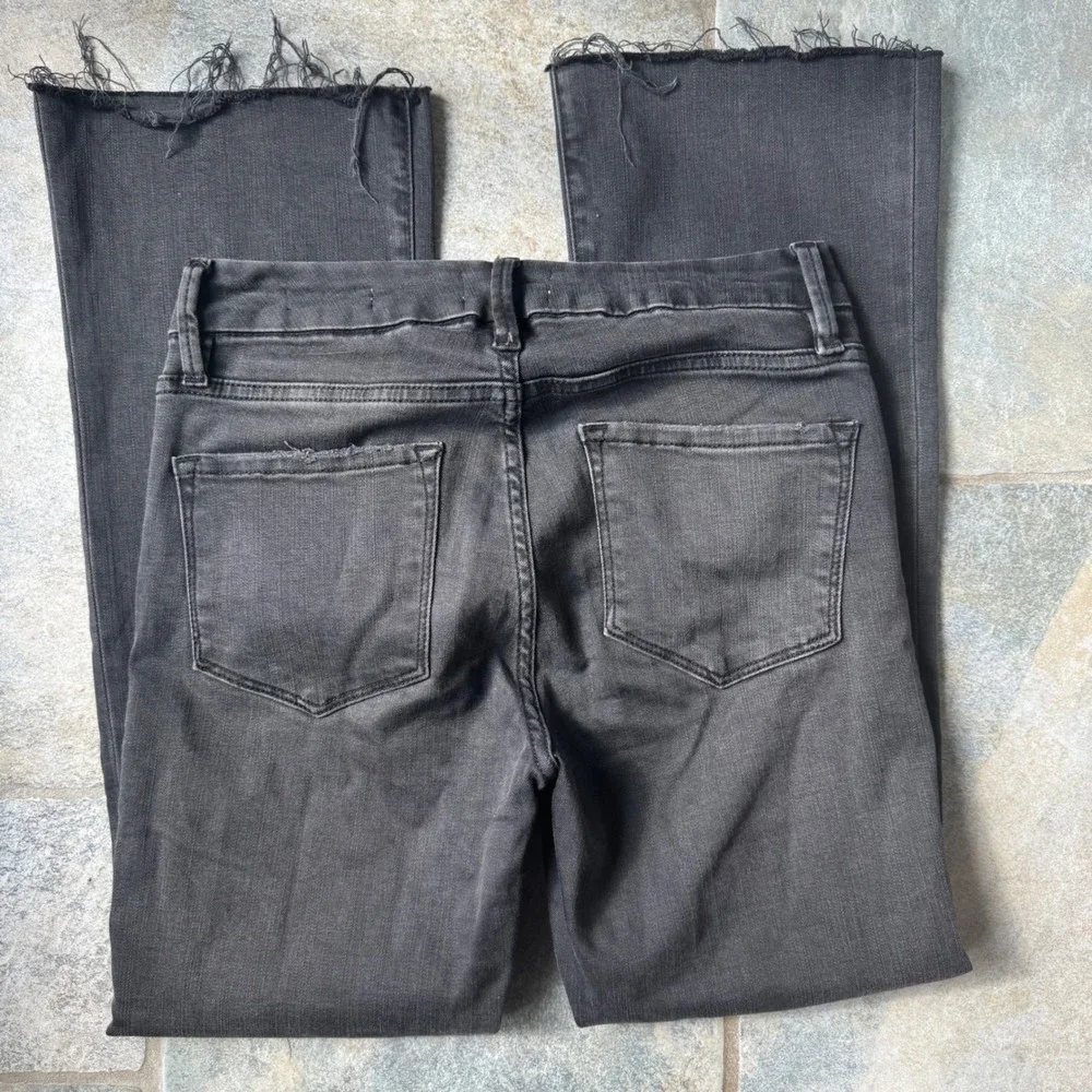 Frame Le Crop Mini Boot Jeans Size 25 Frayed Hem Stretch Black Gray Wash - Picture 7 of 8